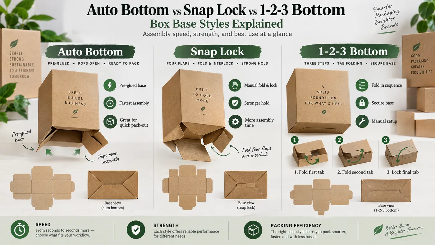 Auto Bottom vs Snap Lock vs 1 2 3 Bottom