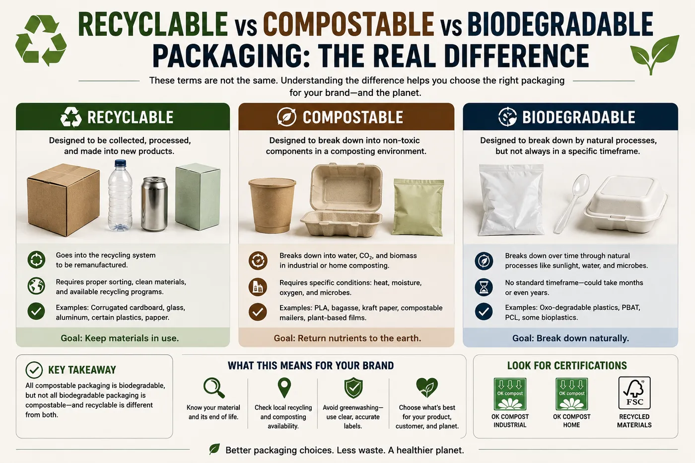 Recyclable vs Compostable vs Biodegradable