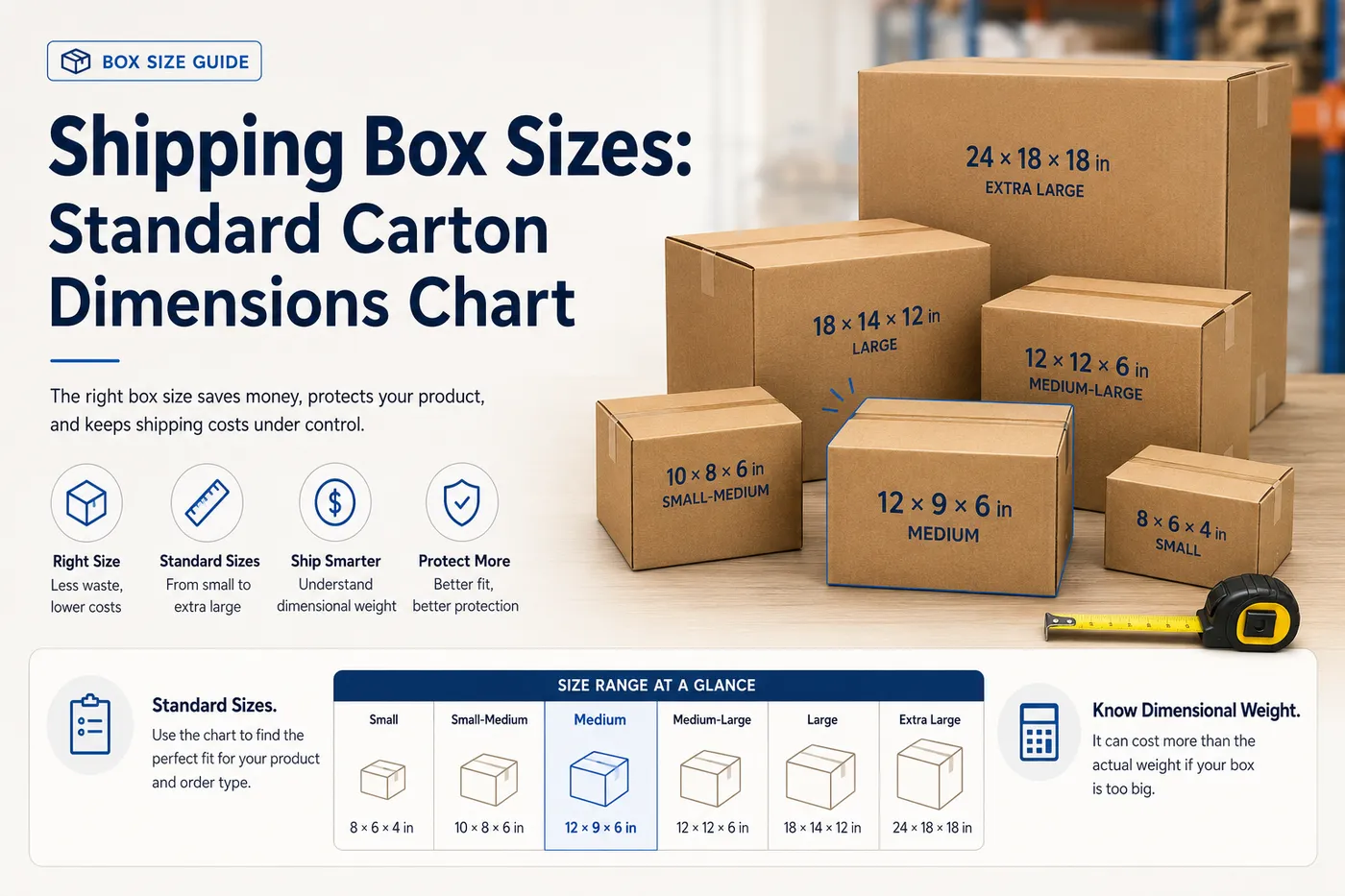 Shipping box sizes