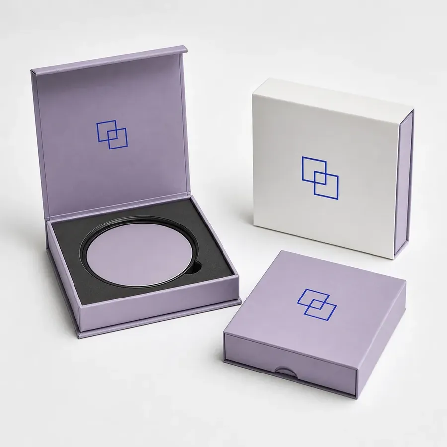 Easybox compact makeup presentation boxes in dusty lilac