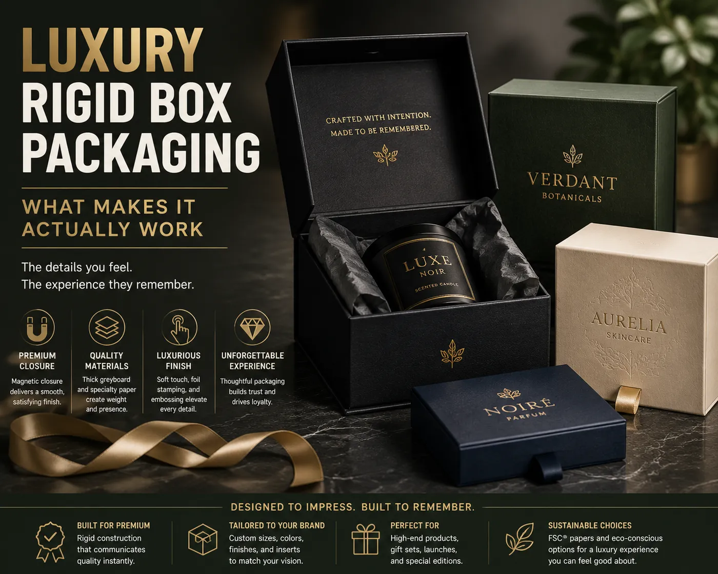 luxury rigid box packaging premium magnetic closure soft touch finish