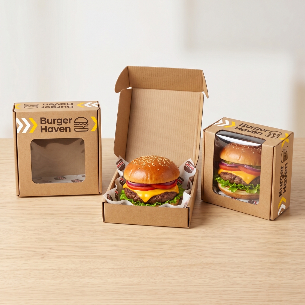 Custom Corrugated Burger Boxes with Window