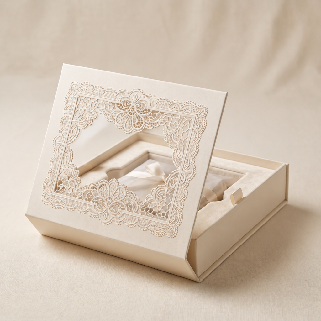 Custom Elegant Lace Window Display Boxes
