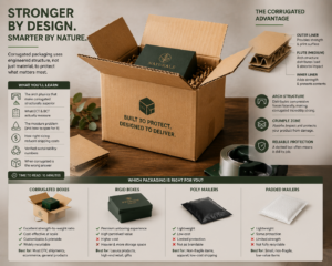 Custom corrugated boxes for ecommerce showing flute structure and corrugated shipping box specs