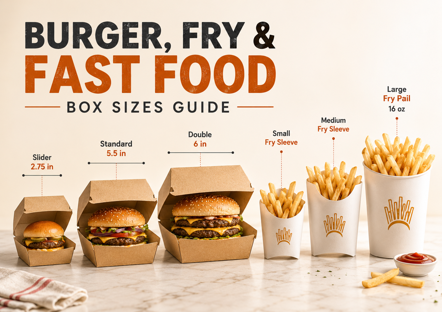 Burger Box and Fry Size Guide