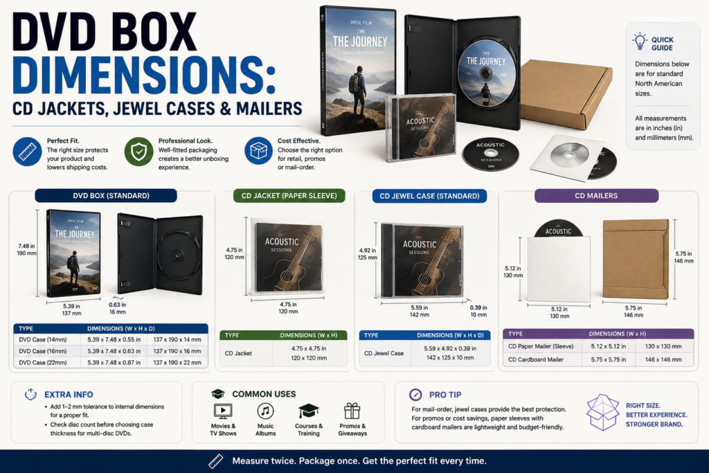 DVD Box Dimensions CD Jackets, Jewel Cases & Mailers