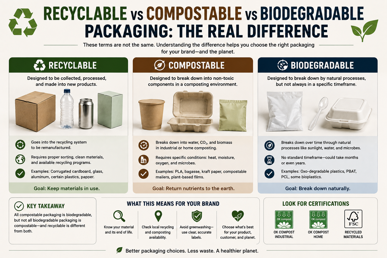 Recyclable vs Compostable vs Biodegradable